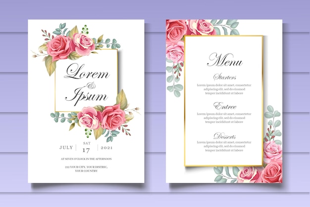 Elegant floral wedding invitation card template