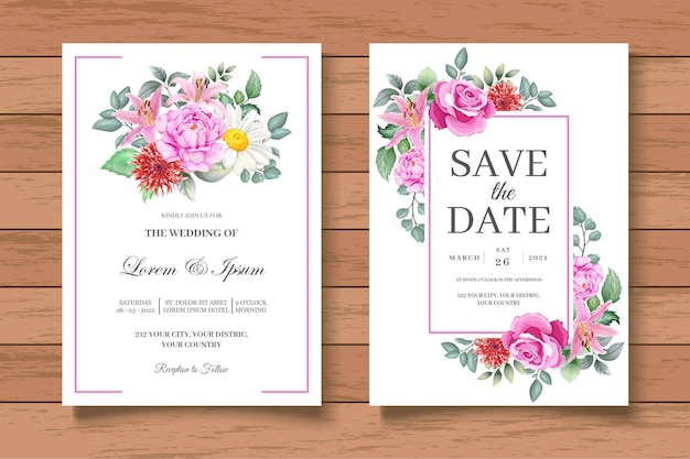 Elegant Floral Wedding Invitation Card Template