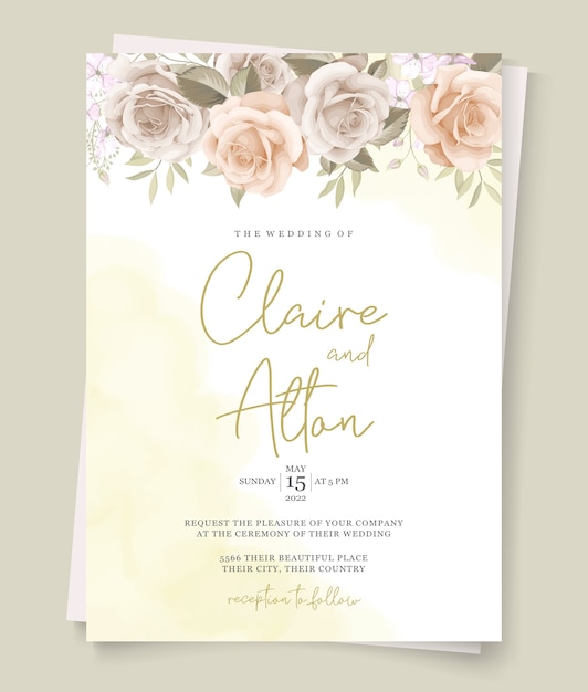 Elegant floral wedding invitation template