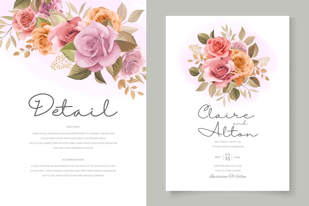 Elegant floral wedding invitation template