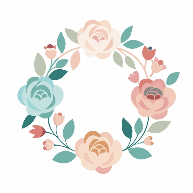 Vector elegant floral wreaths with delicate roses lilies and peonies in soft pastels