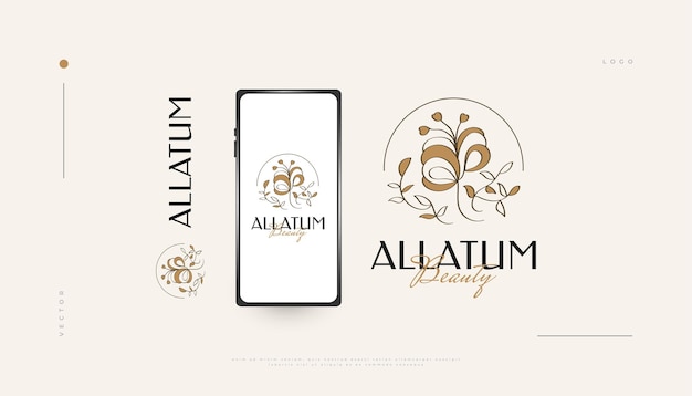 Elegant Flower Logo Design with Minimal Linear Style Suitable for Spa Beauty Jewelry Salon or Cosmetic Brand Hand Drawn Floral or Botanical Logo Illustration