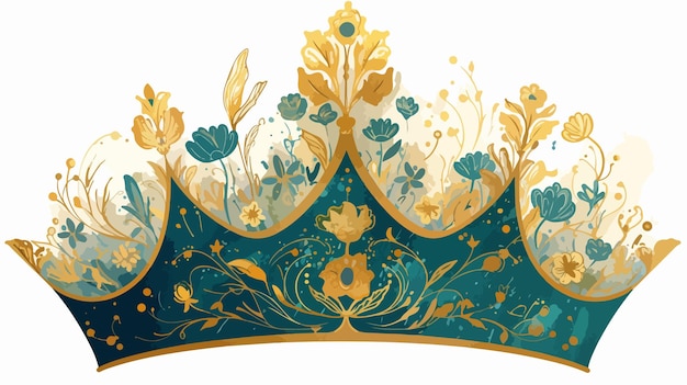 Vector elegant flower patterned decorative crown art vector