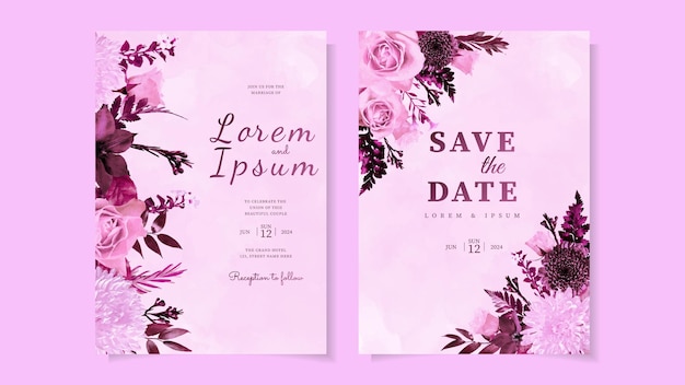 Elegant flower Wedding invitation set floral decoration marriage card