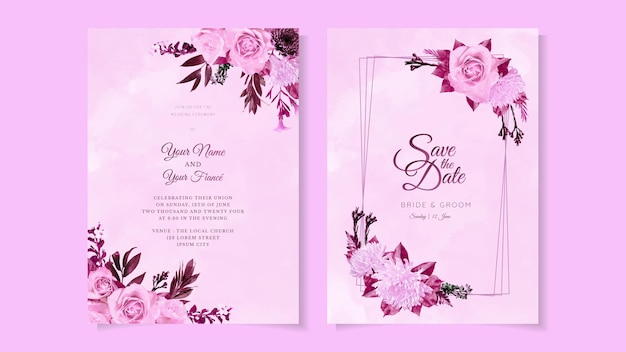 Elegant flower Wedding invitation set floral decoration marriage card