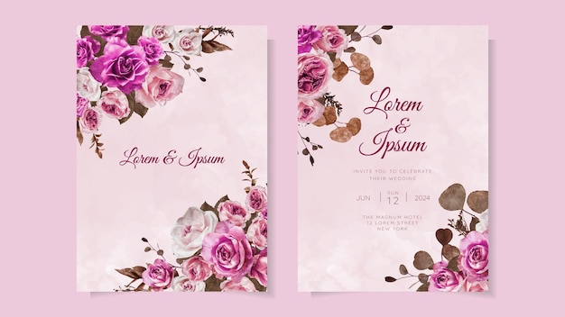 Elegant flower Wedding invitation set floral decoration marriage card