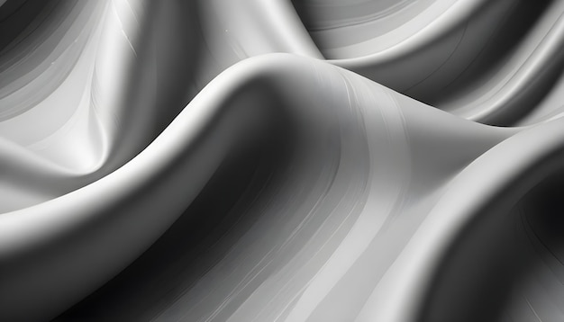 Vector elegant flowing waves of white fabric rendered in shades of gray to emphasize depth and texture