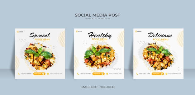 Elegant food menu restaurant social media post template Premium Vector