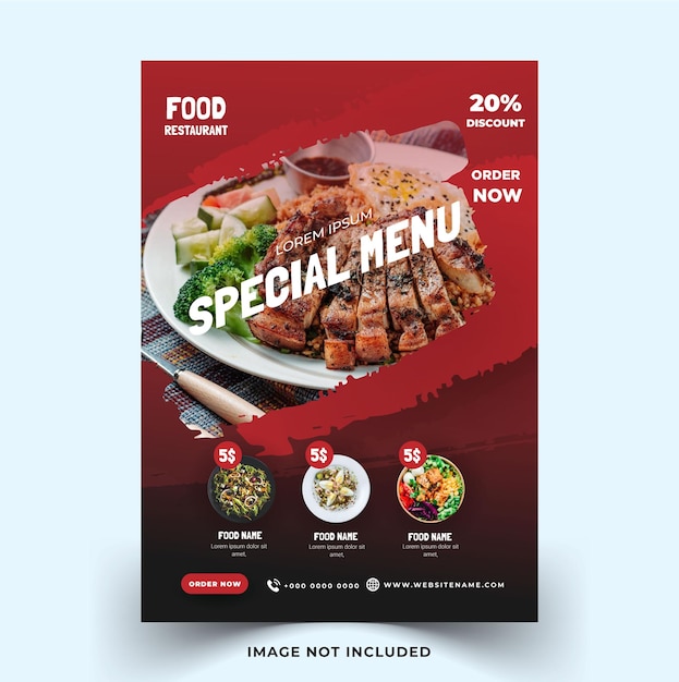 elegant food restaurant flyer banner template with red color. Vector EPS Template