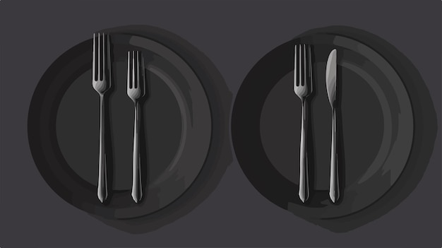 Vector elegant forks and plate on dark background vector illustration