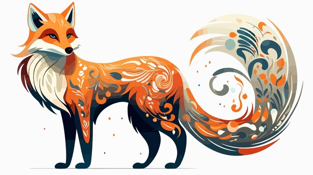 Vector elegant fox ornaments vector illustration