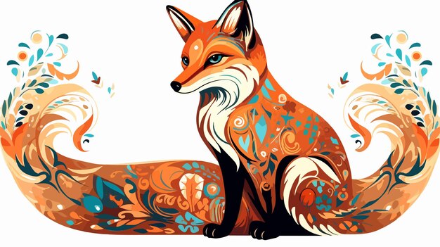 Vector elegant fox ornaments vector illustration