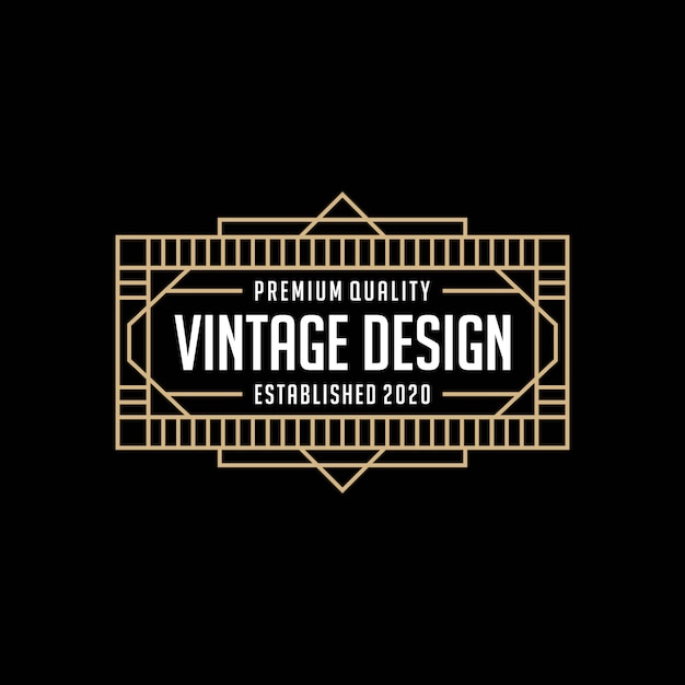 elegant frame vintage logo design template