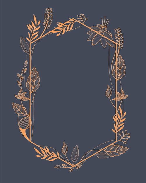 elegant frame with orange leaves