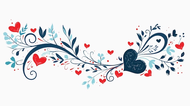 Vector elegant frame with romantic curl and heart design flat icon