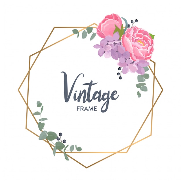 Elegant frame with watercolor flowers