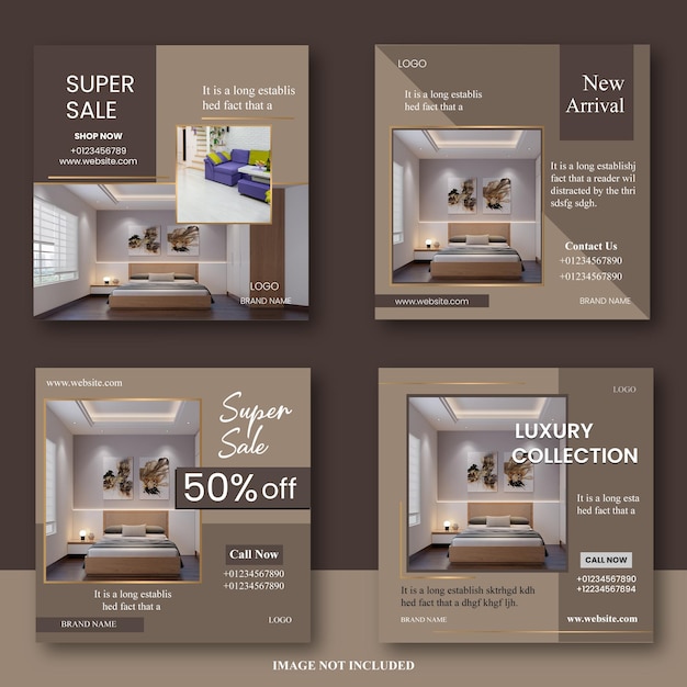 Vector elegant furniture sale post template