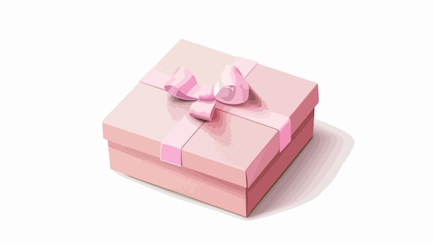 Vector elegant gift box wrapped in pink paper on white background