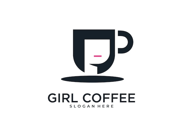 Elegant girl coffee shop logo design