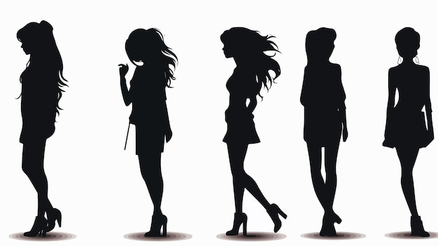 Vector elegant girl silhouette vector for professional designs