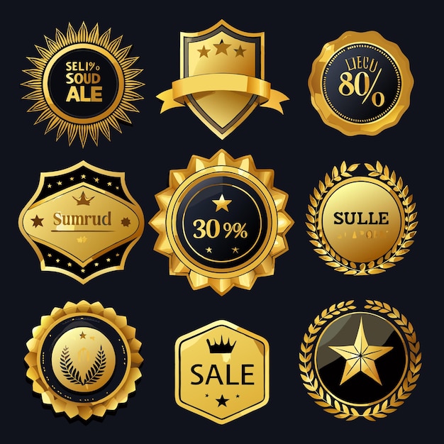 Elegant Gold Badges and Emblems Premium Vector Collection