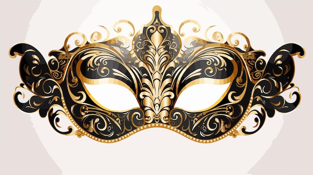 Vector elegant gold and black lace masquerade mask on white background