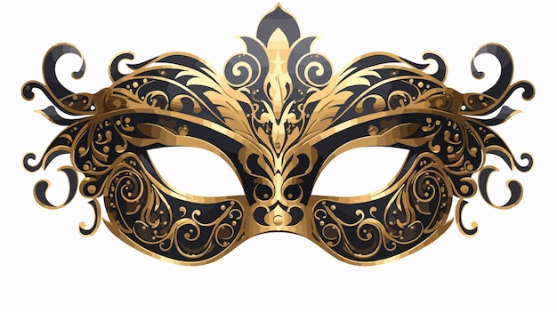 Vector elegant gold and black lace masquerade mask on white background