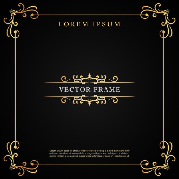 Elegant gold frame floral border template