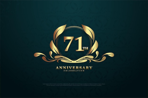 elegant gold leaf frame for 71st anniversary celebration vector premium design