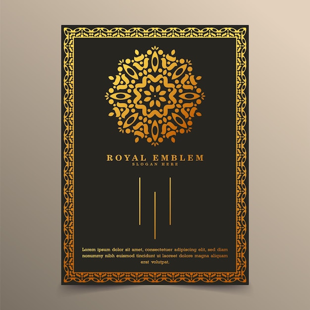 Elegant gold mandala greeting card with ornament pattern design