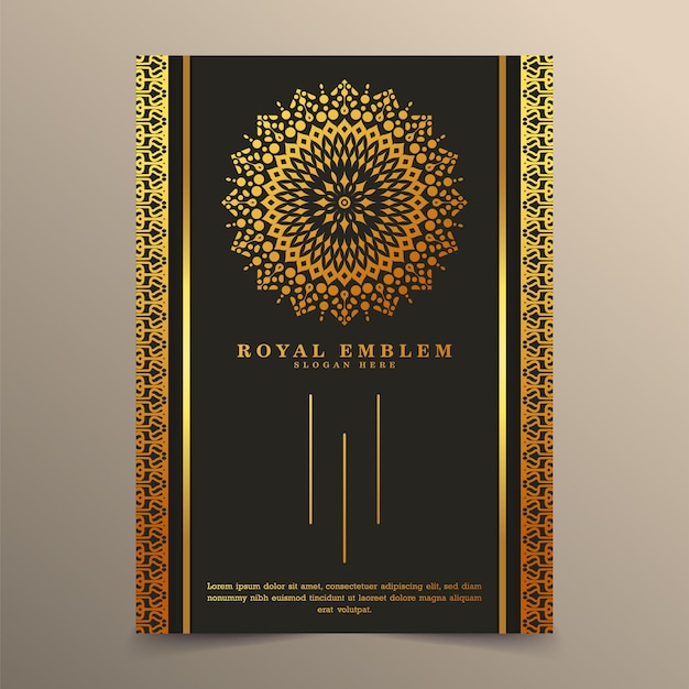 Elegant gold mandala greeting card with ornament pattern design