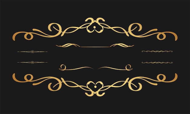 Vector elegant gold ornamental dividers and decorative flourishes vector set