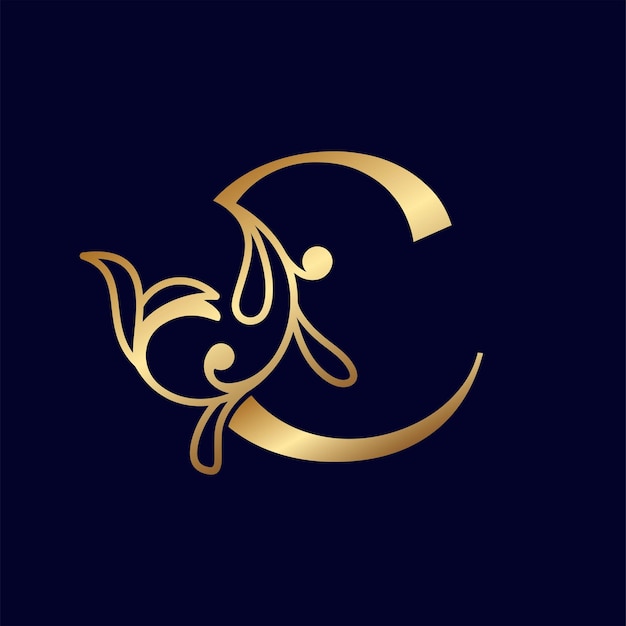 elegant gold royal beauty logo letter C