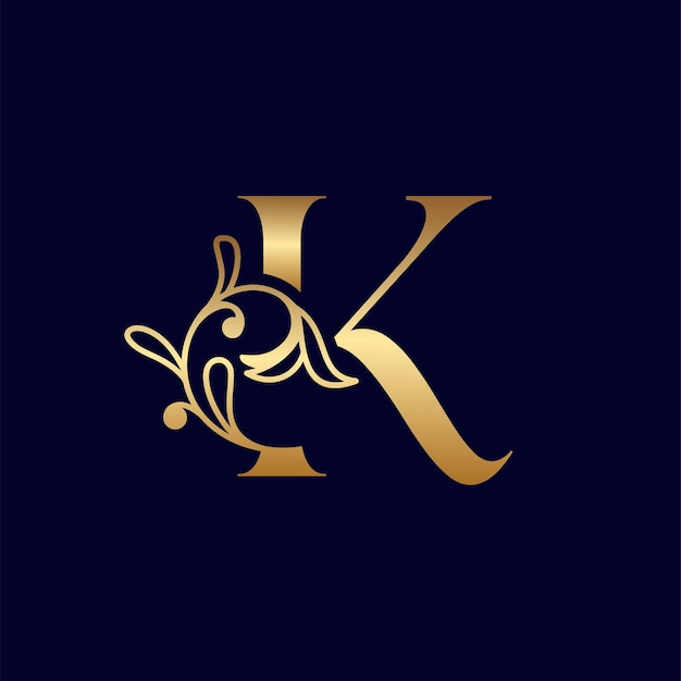 elegant gold royal beauty logo letter K