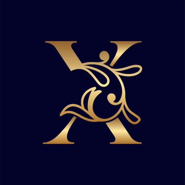 elegant gold royal beauty logo letter X