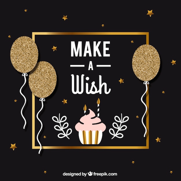 Vector elegant golden birthday background