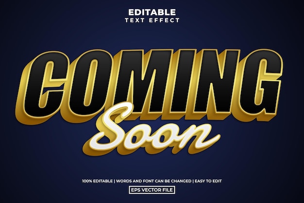 Elegant golden coming soon text style editable text effect vector