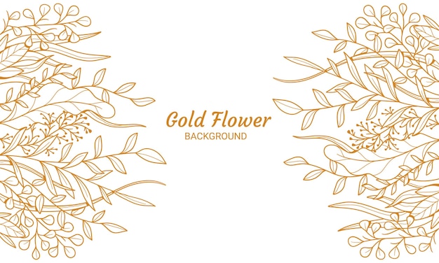 Elegant Golden Floral Plants Leaves Hand Drawn Illustration Background