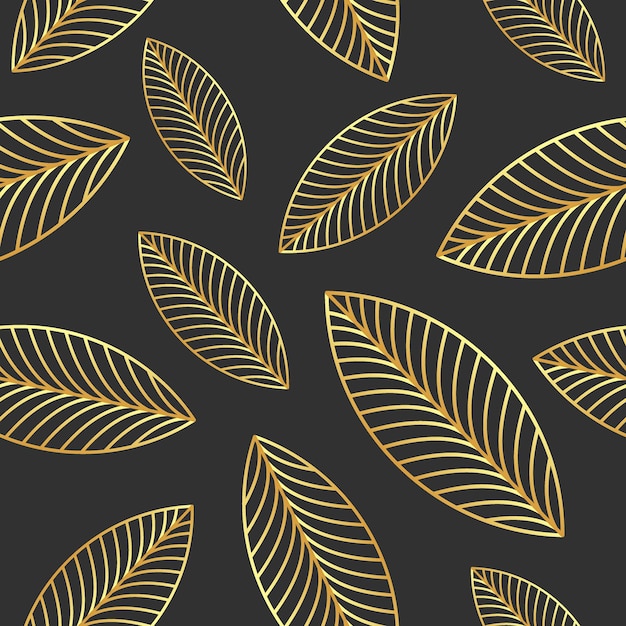 Elegant golden leaves seamless pattern vector background Luxury style gold leaf backdrop