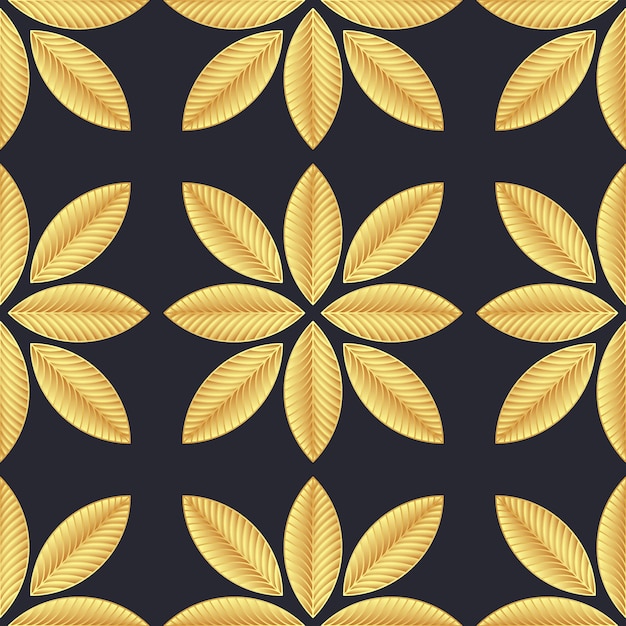 Elegant golden leaves seamless pattern vector background Luxury style gold leaf backdrop