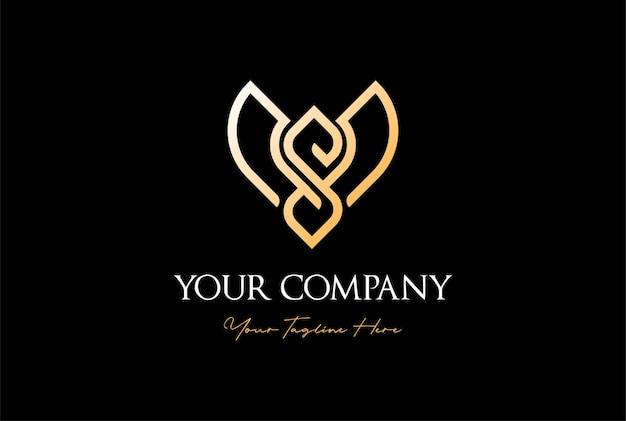 Elegant Golden Letter S Butterfly Eagle Hawk Falcon Bird Wing Logo Design Vector