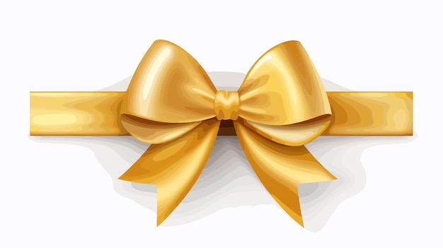 Elegant Golden Ribbon with Bow on White Background Vector Illustration