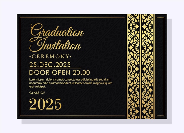 Elegant graduation invitation template with ornament