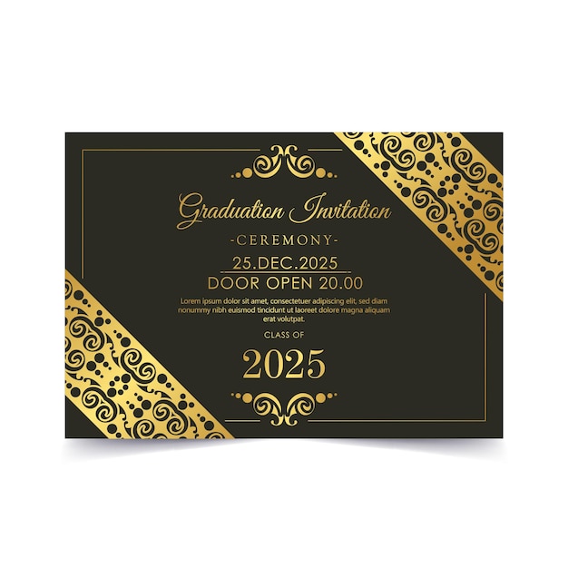 Elegant graduation invitation template with ornament