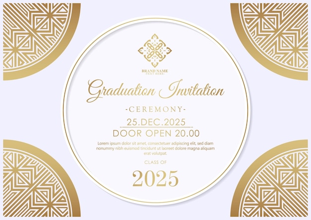 Elegant graduation invitation template with ornamental border