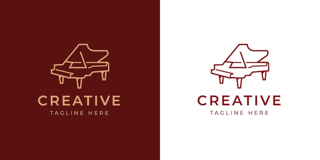 Elegant Grand Piano Logo Design Template