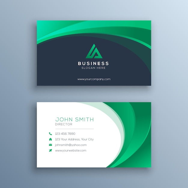 Elegant Green Abstract Wave Business Card Template