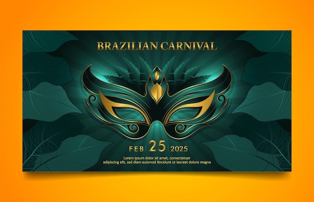 Vector elegant green brazilian carnival social media cover, horizontal banner template design