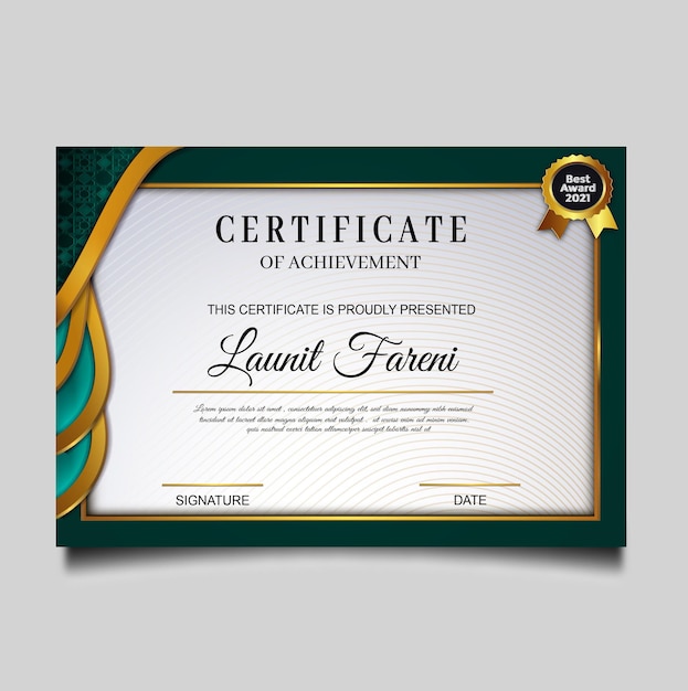 elegant green certificate achievement template