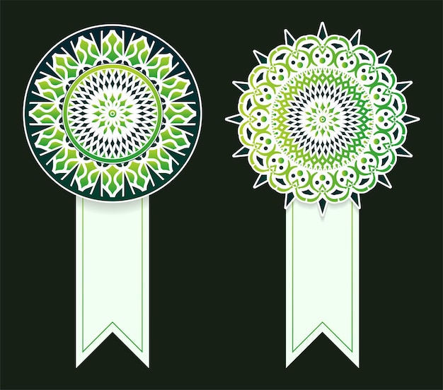 Elegant green mandala ribbon design